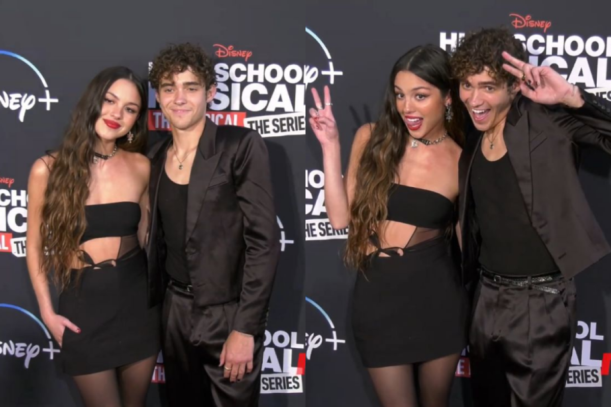 Olivia Rodrigo e Joshua Bassett posam juntos em tapete vermelho