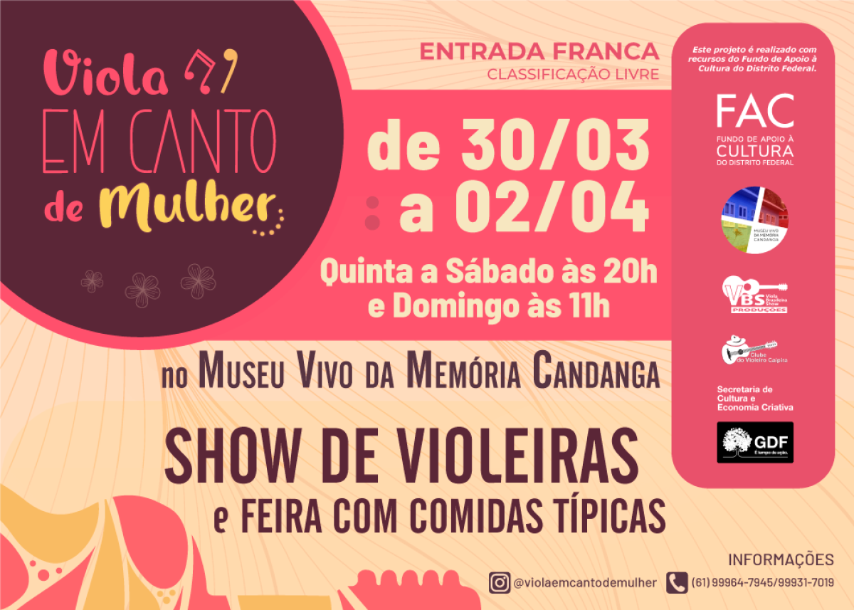 Museu Vivo da Memória Candanga homenageia mulheres com shows de viola