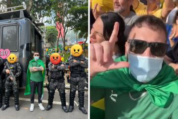 Humorista opositor a Bolsonaro vai a ato na Paulista e faz o ‘L’ - Instagram / Tiago Santineli