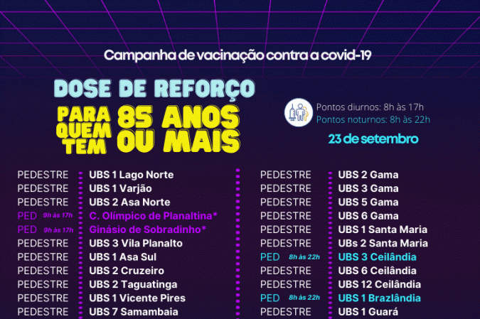 Ponto de vacinação para a dose de reforço em idosos com 85 anos ou mais nesta quinta