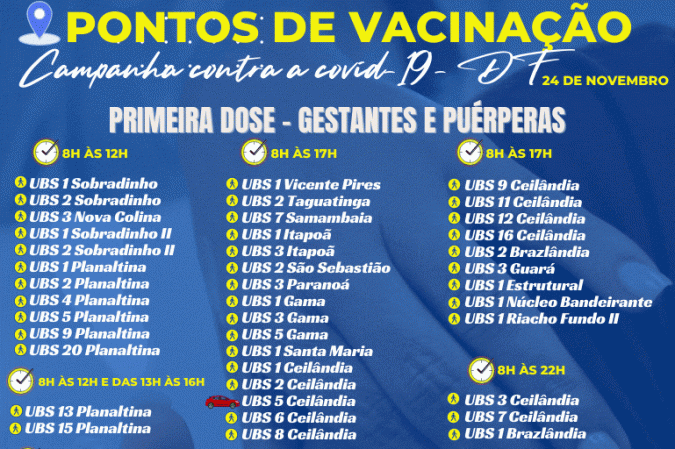 Confira onde se vacinar nesta quarta-feira (24/11)