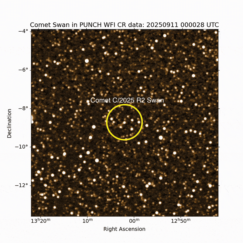 Imagens do cometa na missão PUNCH