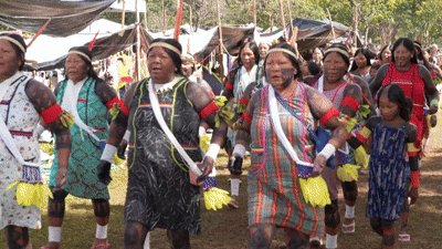 Acampamento Terra Livre, em Brasília -  (crédito: AFP)