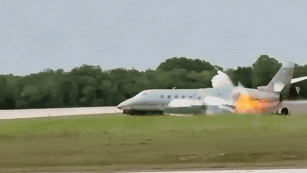 Avião de pequeno porte cai em aeroporto da República Dominicana. -  (crédito: Reprodução/Redes Sociais)