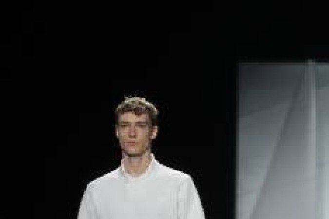 A model presents a creation by Lacoste at the Spring/Summer 2015 collection during the New York Fashion Week on September 6, 2014 in New York.   AFP PHOTO/Joshua LOTT