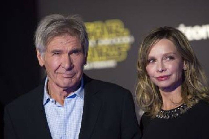 Actors Harrison Ford and Calista Flockhart attend the World Premiere of 