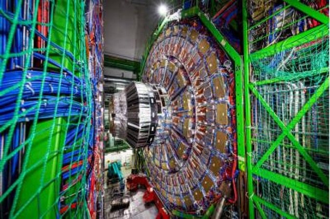 The Compact Muon Solenoid (CMS) detector assembly is pictured in a tunnel of the Large Hadron Collider (LHC) at the European Organisation for Nuclear Research (CERN), during maintenance works on February 6, 2020 in Cessy, France, near Geneva. Six years after the historic discovery of the Higgs boson, the world's largest particle accelerator is taking a break to boost its power, hoping to find new particles that would explain, among other things, dark matter, one of the great enigmas of the Universe. / AFP / VALENTIN FLAURAUD