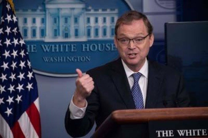 (FILES) In this file photo Kevin Hassett, Chairman of the Council of Economic Advisers, speaks during a briefing at the White House in Washington, DC, on September 10, 2018. US unemployment is likely to remain in double digits as Americans go to the polls in November, a top White House economic adviser said May 24, 2020.Kevin Hassett predicted that US economic growth will (FILES) In this file photo Kevin Hassett, Chairman of the Council of Economic Advisers, speaks during a briefing at the White House in Washington, DC, on September 10, 2018. US unemployment is likely to remain in double digits as Americans go to the polls in November, a top White House economic adviser said May 24, 2020.Kevin Hassett predicted that US economic growth will