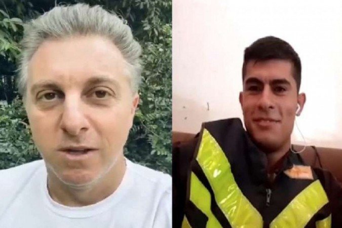 O apresentador Luciano Huck prometeu uma moto nova ao entregador Matheus Pires, que sofreu ataques racistas -  (crédito: Reprodução/ Redes sociais)