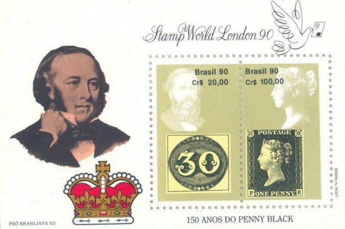 Bloco lançado em 1993 para marcar os 150 anos do Penny Black e também a Exposição Filatélica Internacional de Londres.