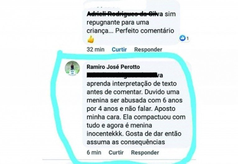 Ofensas de padre contra menina de 10 anos