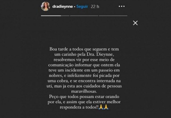 
Médica foi picada por uma cobra jararaca durante um banho na Cachoeira Serra Azul