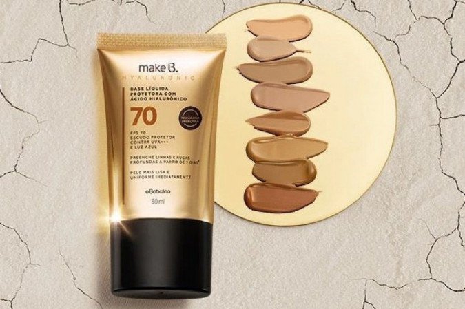 Base líquida protetora Make B. Hyaluronic FPS 70, de O Boticário — tem oito tons (R$ 95,90) Base líquida protetora Make B. Hyaluronic FPS 70, de O Boticário — tem oito tons (R$ 95,90)