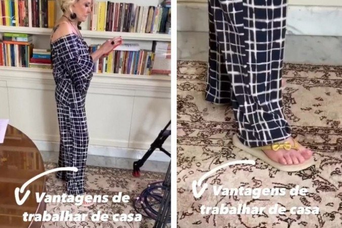 Apresentadora mostrou como fica confortável ao participar do matinal da Globo em casa -  (crédito: Reprodução/Instagram)