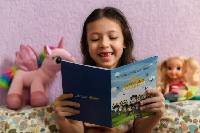 O quadrinho 'A Turma do Sejuquinha no Setembro Amarelo' está disponível on-line e tem distribuição gratuita - (foto: Jhonatan Vieira/Sejus-DF) O quadrinho 'A Turma do Sejuquinha no Setembro Amarelo' está disponível on-line e tem distribuição gratuita - (foto: Jhonatan Vieira/Sejus-DF)