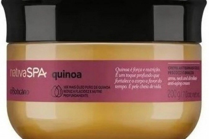 Creme Antissinais Colo, Pescoço e Braços de quinoa Nativa SPA, da O Boticário R$ 53,90