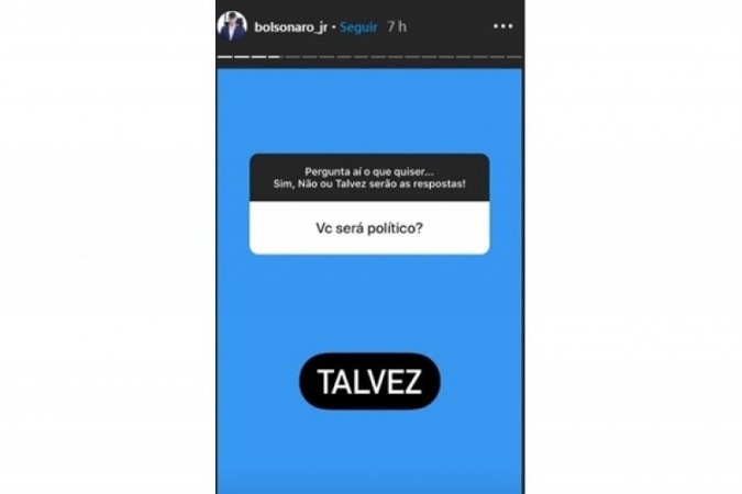 Resposta que Jair Renan deu no Instagram ao ser perguntado se vai se tornar pol&iacute;tico