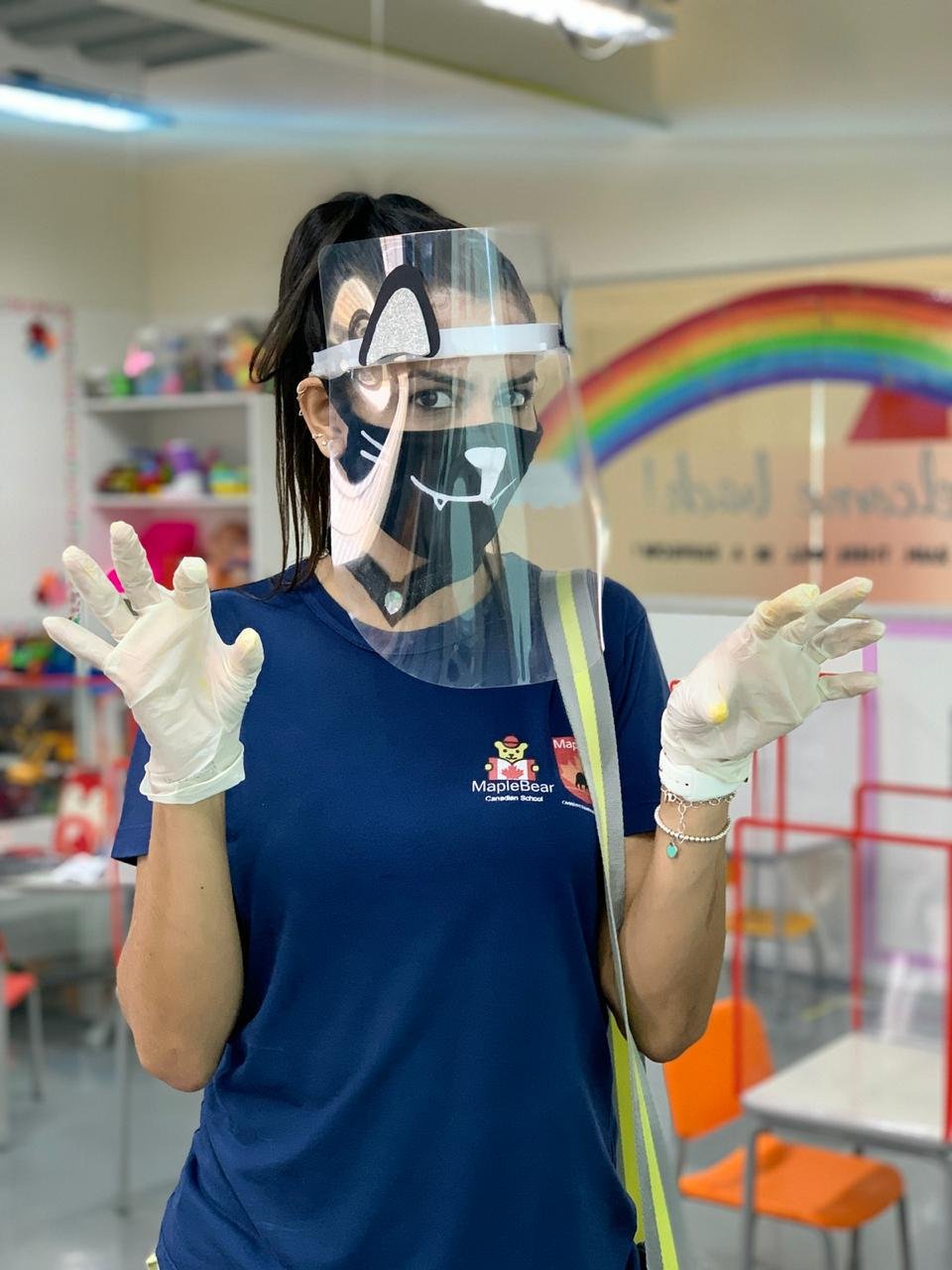 Uma das maioridade dificuldades da professora foi se adaptar ao traje de segurança