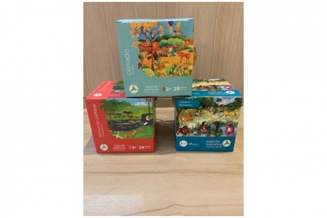 Jogo da memória com temas brasileiros, da Sambabebê (R$ 65, cada) -  (crédito: Sambabebê/Divulgação)