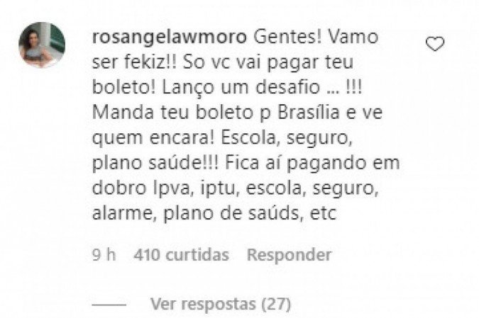 Rosângela Moro discute com seguidores bolsonaristas no Instagram