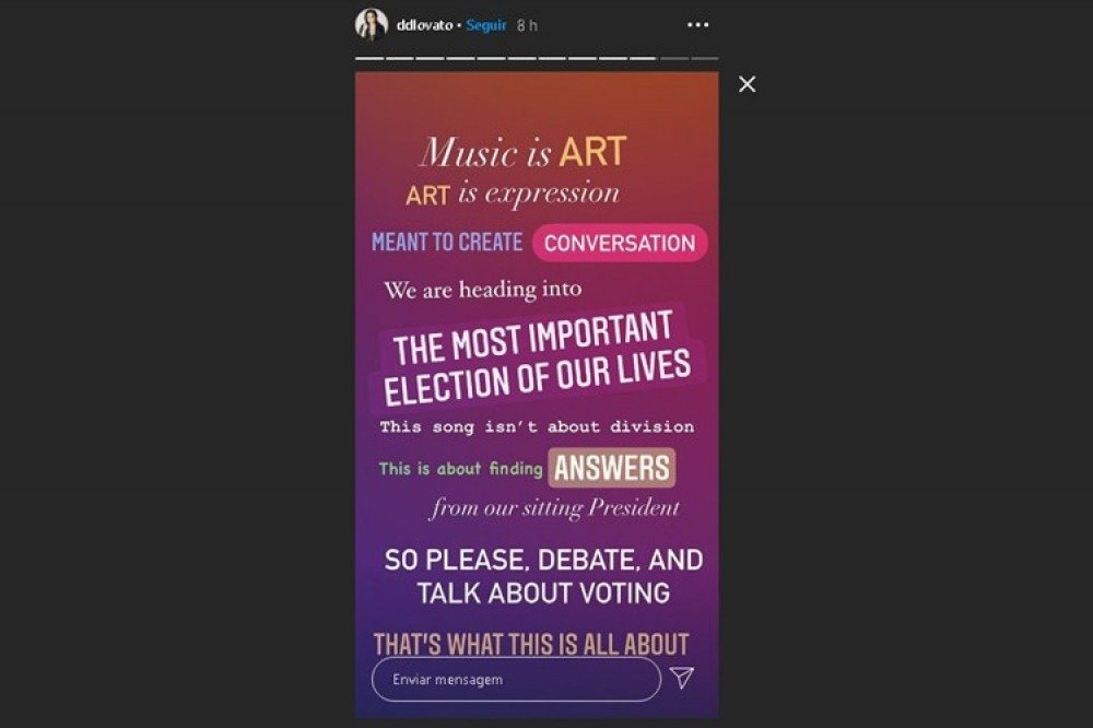 Demi Lovato rebate críticas após música em que cobra Trump