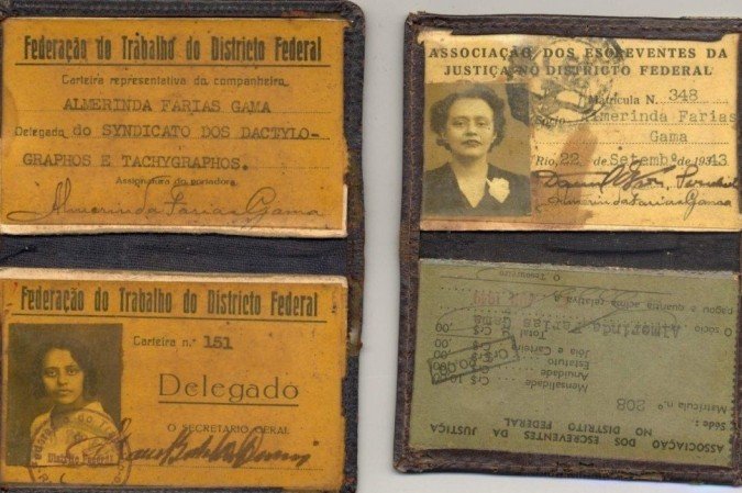 Documentos da sindicalista, advogada e jornalista, Almerinda Farias Gama, que integrou a Federa&ccedil;&atilde;o Brasileira pelo Progresso Feminino 