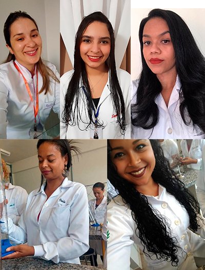 Estudantes de farmácia que executam o projeto: Rackel Rodrigues Lira, Laryssa Valladares Machado, Josiene Souza Santos, Patricia Souza Almeida e Erotildes Neta dos Santos Gomes. 