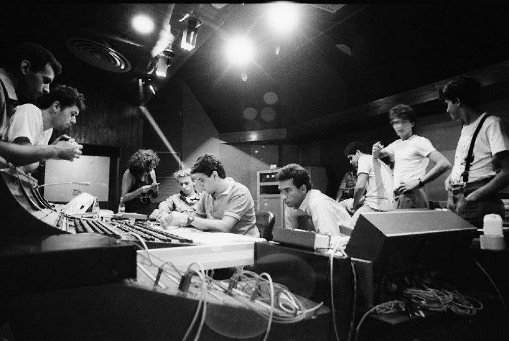 Herbert Vianna e Plebe RUde nos estúdios da EMI, no Rio de Janeiro