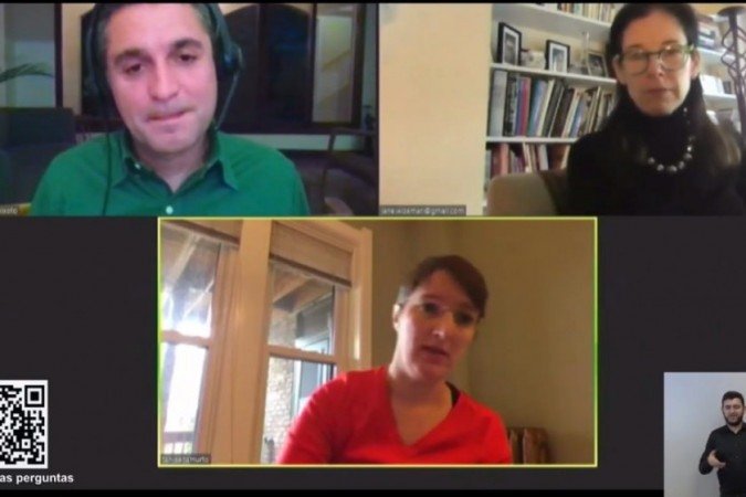 Tiago Peixoto, Jane Wiseman e Tanja Aitamurto participaram do evento -  (crédito: Reprodução de vídeo)