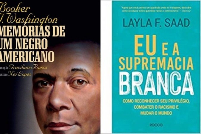 Capas dos livros 'Memórias de um negro americano' e 'Eu e a supremacia branca'