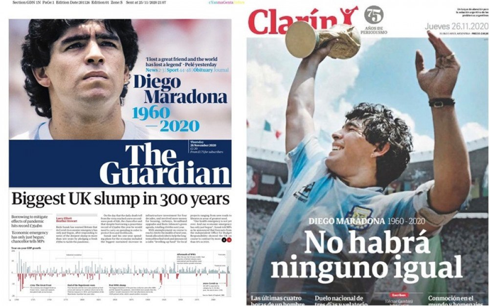 Capas de jornais ao redor do mundo homenageiam Maradona 