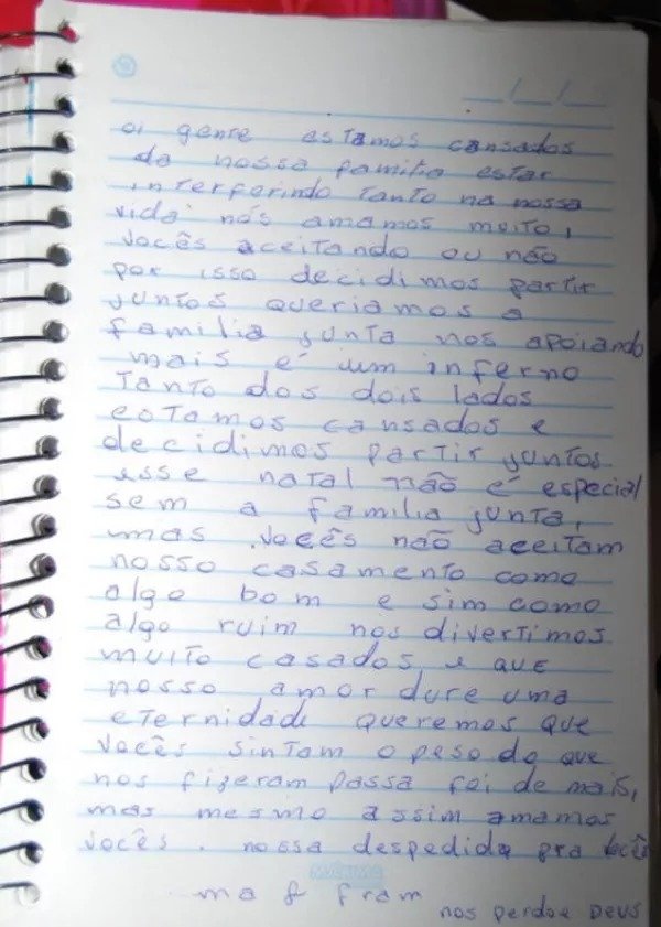 Carta de despedida forjada por Marcelo 