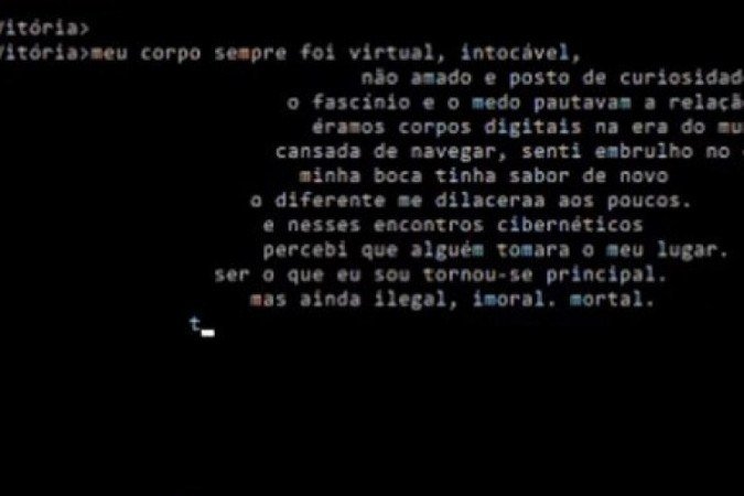 Obra de Victoria Gribb na exposição Tá me vendo? Tá me ouvindo? Narrativas do digital, da Casa Niemeyer