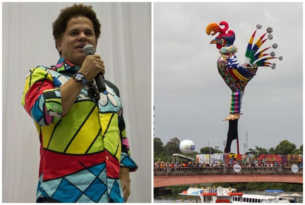 Romero Britto homenageia o Galo da Madrugada com escultura de 39 metros