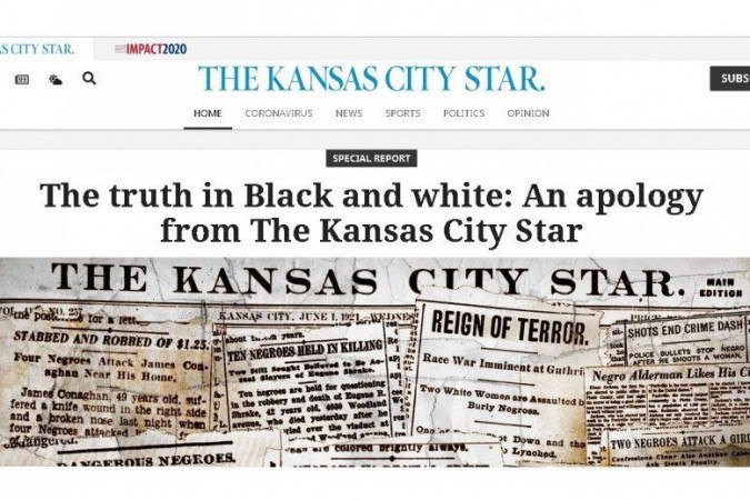 Capa do jornal Kansas City Star com a matéria 