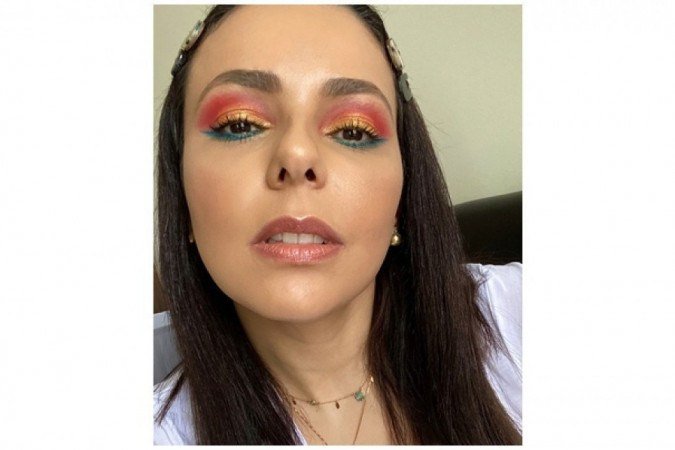 Priscila Miguel fez uma mistura inusitada: laranja e rosa