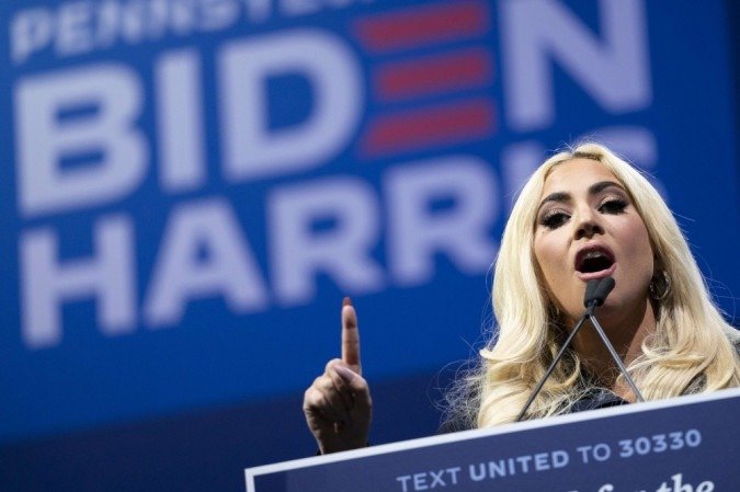 lady Gaga em evento de campanha de Joe Biden - (crédito: Drew Angerer/Getty Images/AFP) lady Gaga em evento de campanha de Joe Biden - (crédito: Drew Angerer/Getty Images/AFP)