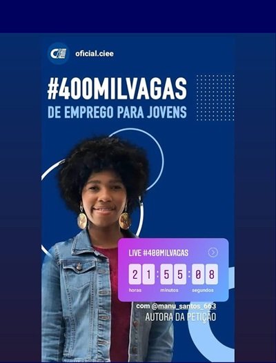 A jovem aprendiz Manuela Bernadino criou abaixo-assinado on-line A jovem aprendiz Manuela Bernadino criou abaixo-assinado on-line