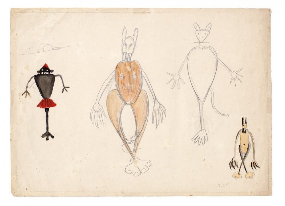 Saci e três estudos de bichos, 1925, Tarsila do Amaral