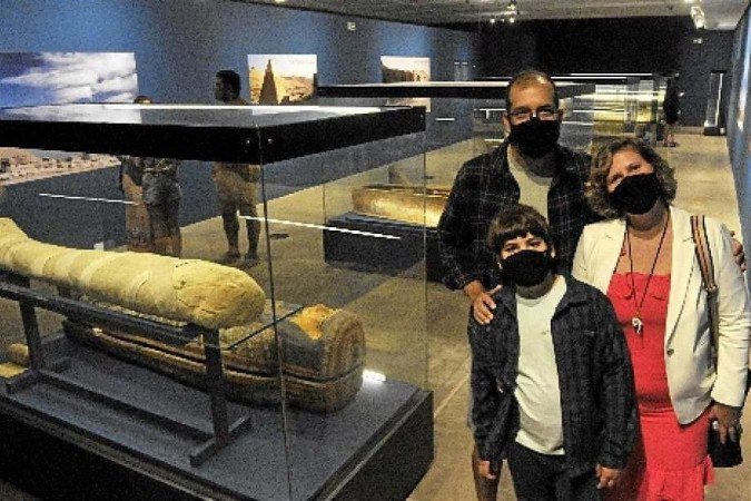 As múmias foram o que mais interessaram à advogada Larissa Guerra, ao marido, Luis Guerra, e ao filho, Caio
