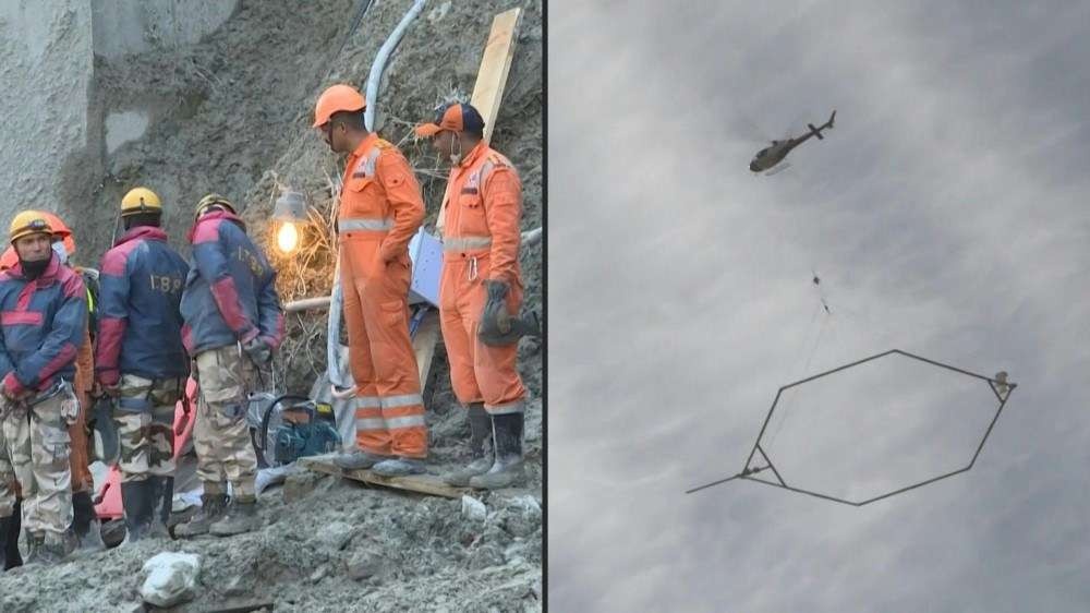 Resgate enfrenta luta dramática para salvar trabalhadores presos em túnel na Índia