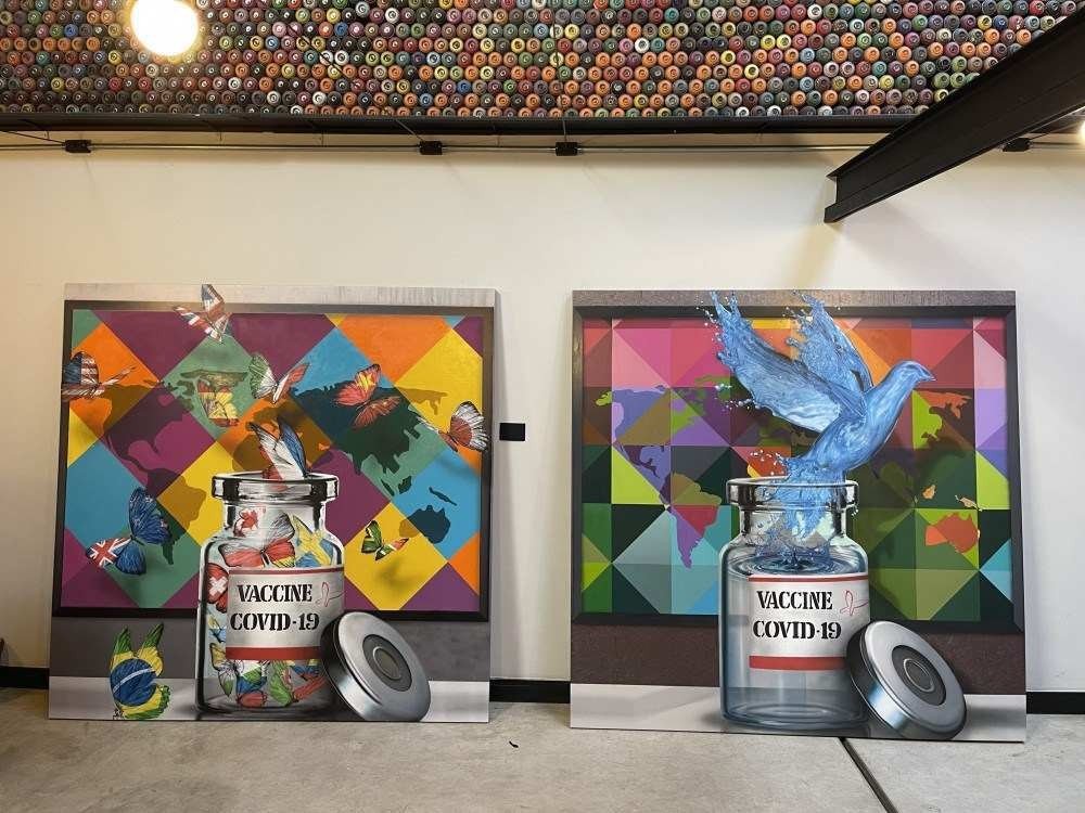 Pain&eacute;is de Eduardo Kobra para o Instituto Butantan e a Fiocruz