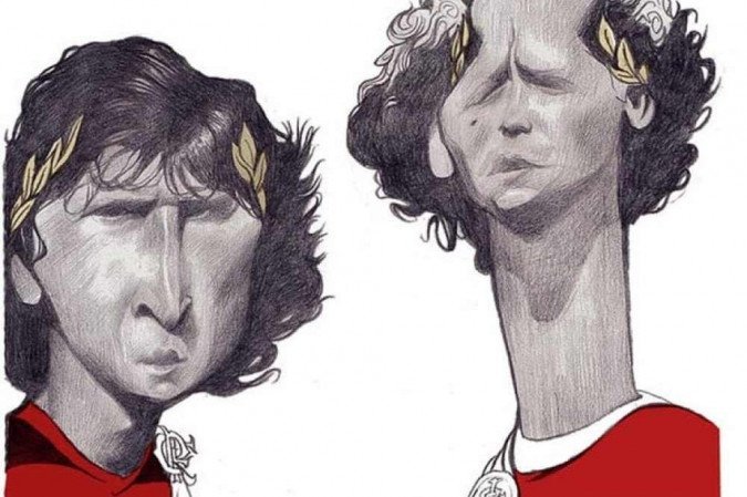 Zico e Falcão, maiores ídolos de Flamengo e Internacional, respectivamente -  (crédito: Kleber Sales)