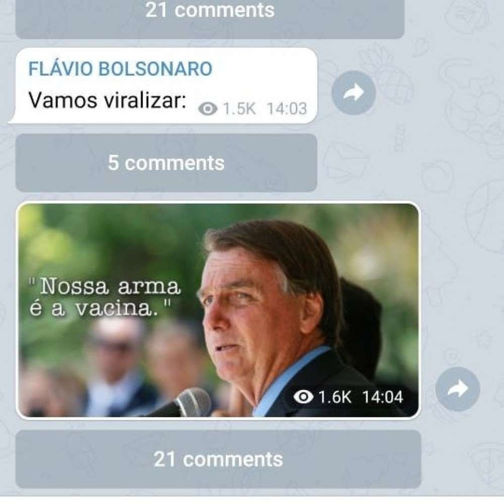 Flávio Bolsonaro pede a seguidores que compartilhem mensagem pró-vacina