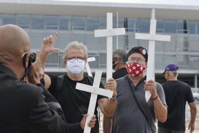 Manifestação foi em frente ao Palácio do Planalto