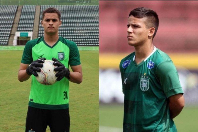 O goleiro Enzo Gabriel e o atacante Daniel Moreira (Danielzinho) são crias da base do Gama que, hoje, reforçam o elenco principal -  (crédito:  Ascom Gama/Divulgação)