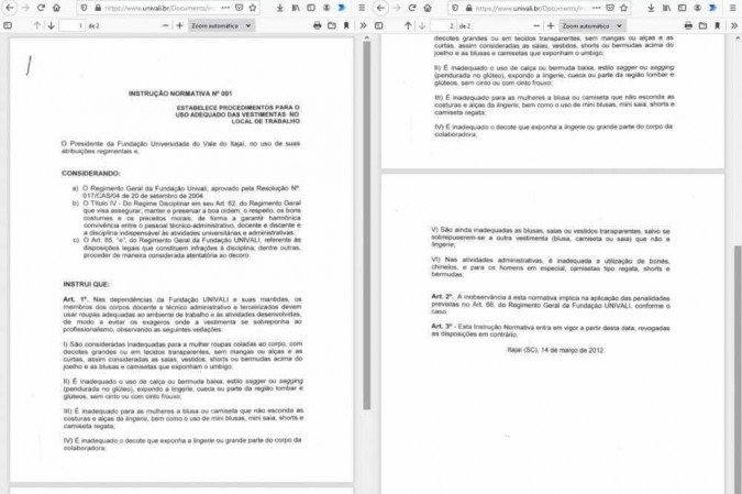 Documento com data de 14 de março de 2012, apresenta normas semelhantes às que causaram polêmica este ano