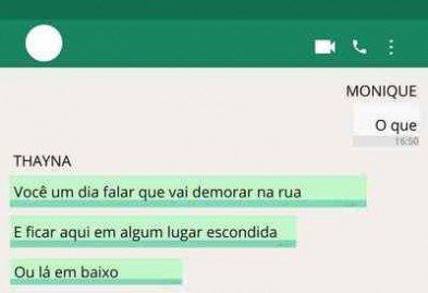 Troca de mensagens entre Monique Medeiros da Costa Silva de Almeida, mãe do menino Henry Borel, e Thayná de Oliveira Ferreira, babá da criança/ parte 7
