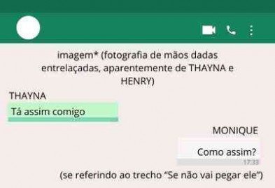 Troca de mensagens entre Monique Medeiros da Costa Silva de Almeida, mãe do menino Henry Borel, e Thayná de Oliveira Ferreira, babá da criança/ parte 8