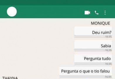 Troca de mensagens entre Monique Medeiros da Costa Silva de Almeida, mãe do menino Henry Borel, e Thayná de Oliveira Ferreira, babá da criança/ parte 11